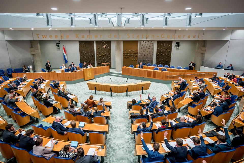 De plenaire zaal met Kamerleden in de zetels