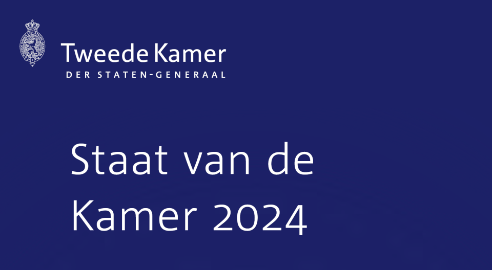 Logo van de Tweede Kamer met daarbij de tekst 'Tweede Kamer der Staten-Generaal' en 'Staat van de Kamer'