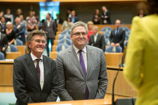 Henk Leenders en Henk Krol bij hun beëdiging