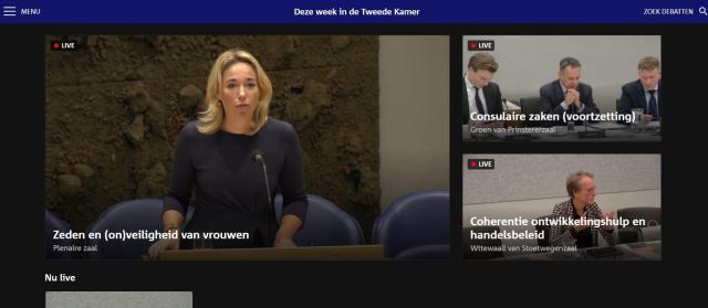 Screenshot van de nieuwe homepage van debatdirect.tweedekamer.nl